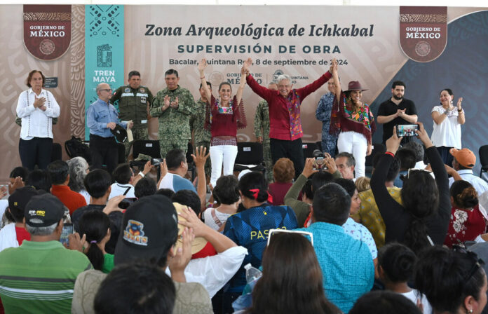 Obras en inmediaciones del Tren Maya generan empleos y atraen turismo, afirma AMLO en zona arqueológica Ichkabal