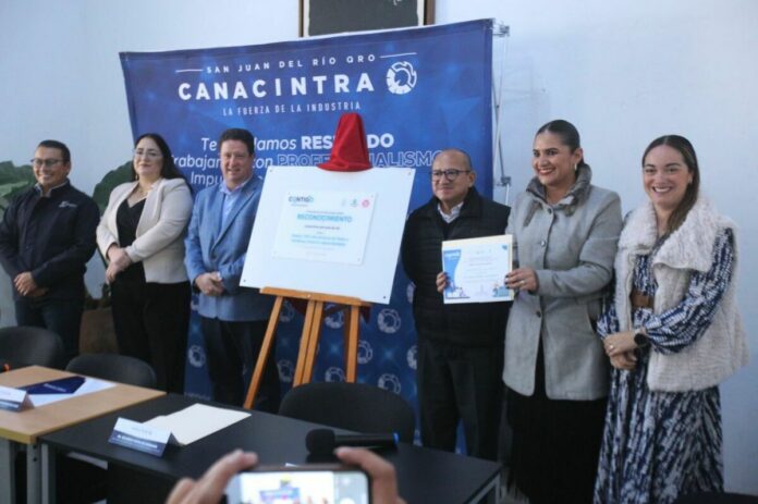 Reconocen a CANACINTRA San Juan del Río como entorno saludable en