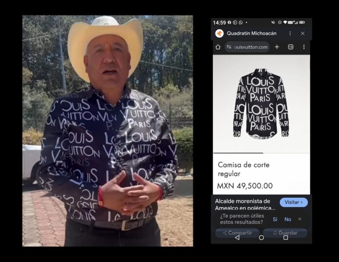 Alcalde de Amealco promueve feria con camisa de Louis Vuitton valuada en 50 mil pesos