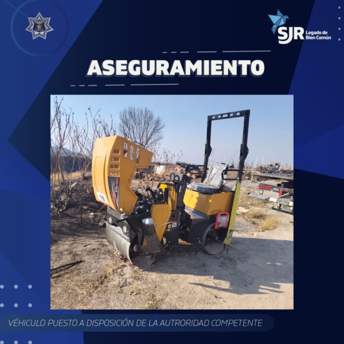 Policía de SJR recupera maquinaria con reporte de robo