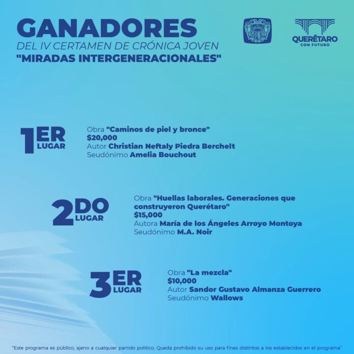 SECULT anuncia ganadores del Certamen de Crónica Joven 2025 en Querétaro