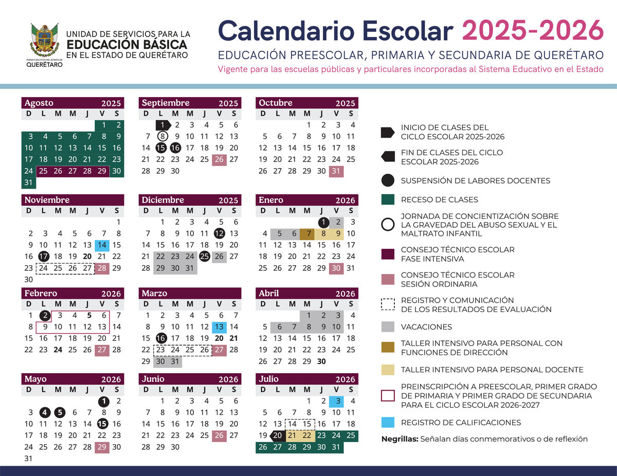 Calendario escolar 2024 a 2025 usebeq queretaro 6