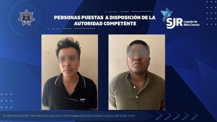 Oficiales de la SSPM-SJR detienen a dos personas que exigían pagos sin presentar identificaciones oficiales