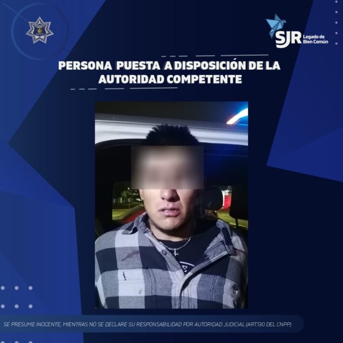 SSPM-SJR detiene a hombre del Estado de México tras persecución y detonaciones de arma de fuego