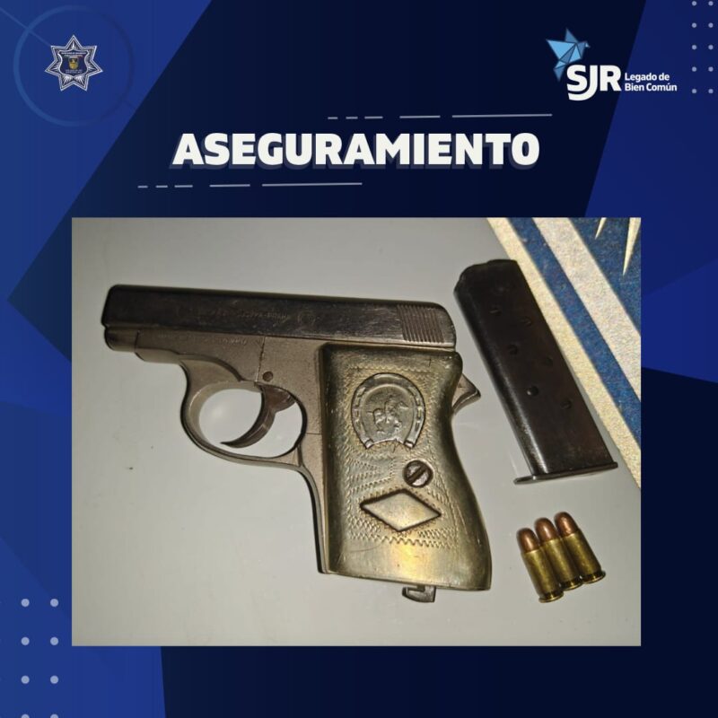 SSPM-SJR detiene a hombre del Estado de México tras persecución y detonaciones de arma de fuego