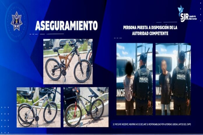 Aseguran a dos sujetos tras robar tres bicicletas de una vivienda en Haciendas de San Juan