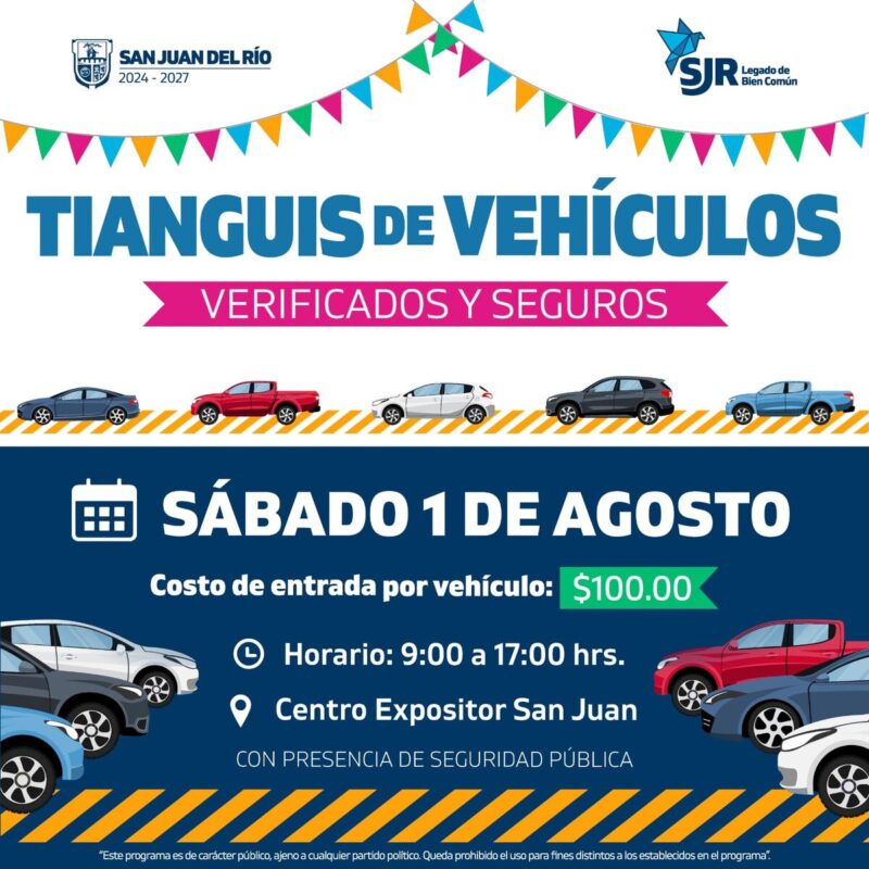 Regresa el tianguis de vehículos verificados este sábado en San Juan del Río